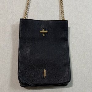 Thacker Elegant Black Crossbody Bag with Gold Chain